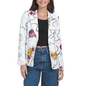 VENTI White Floral Made In Italy Floral Single Button Blazer